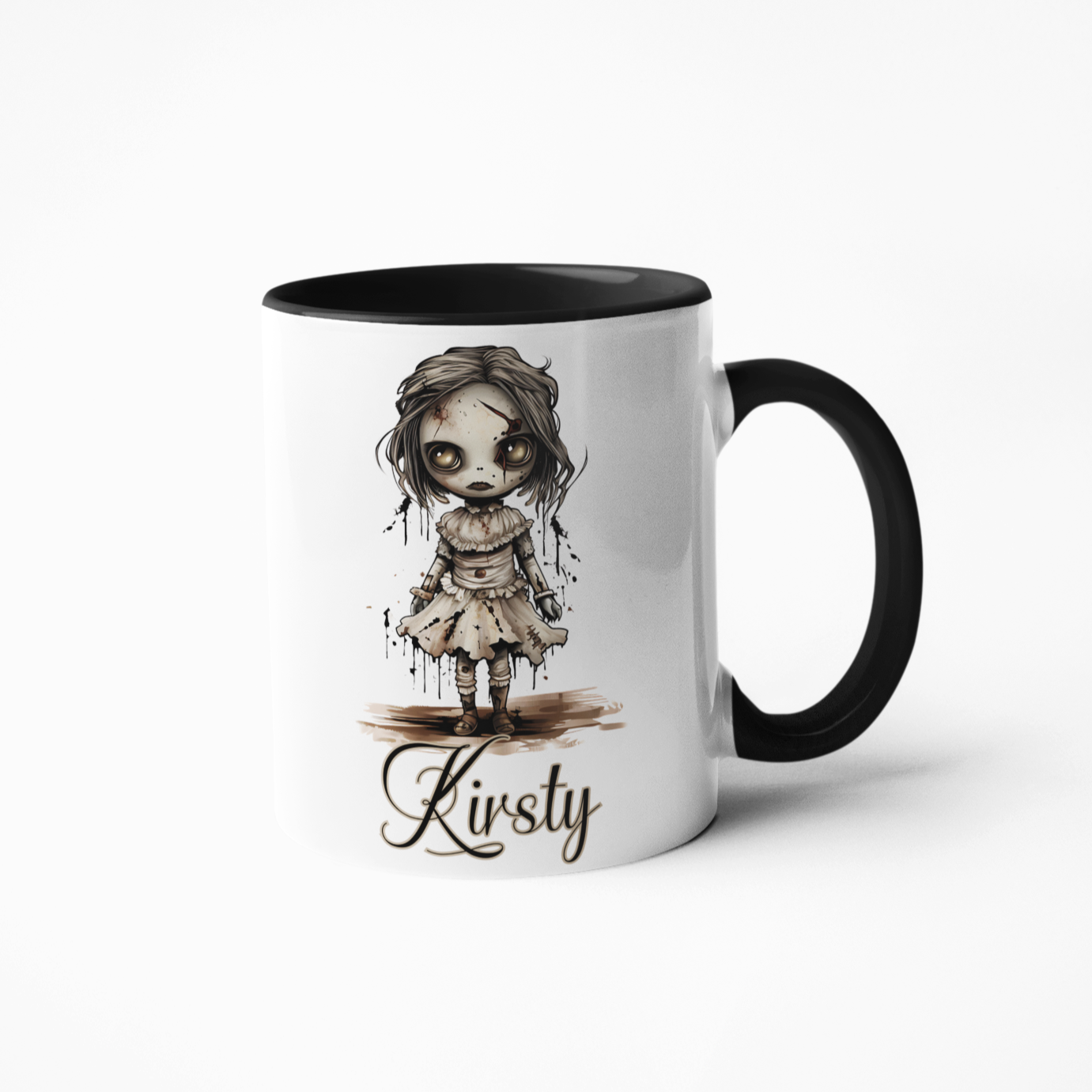 Dead clown gothic doll personalised coffee mug