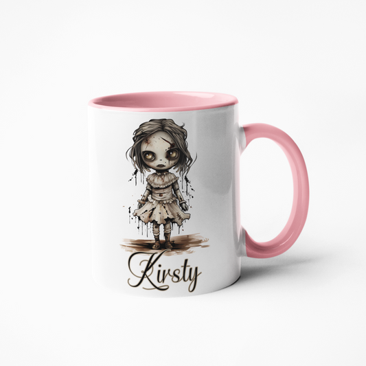 Dead clown gothic doll personalised coffee mug