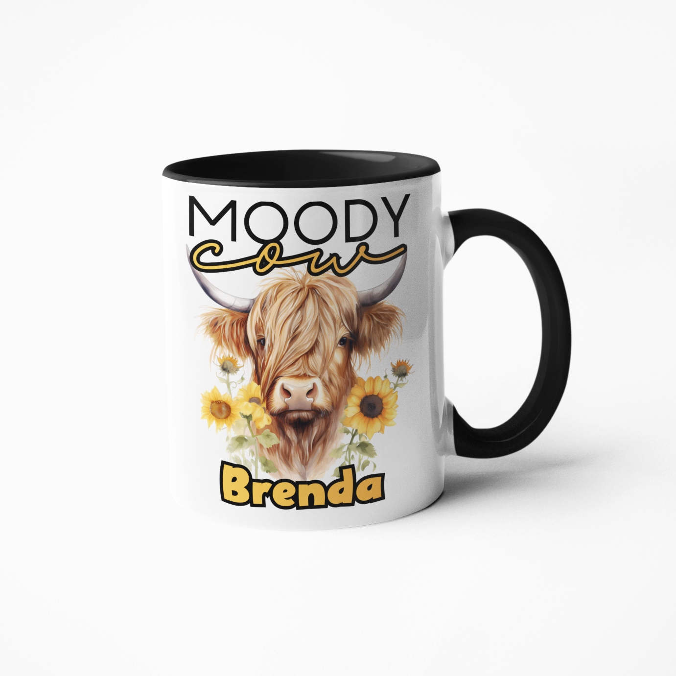 moody highland cow personalised mug with any name gift for birthday or Christmas