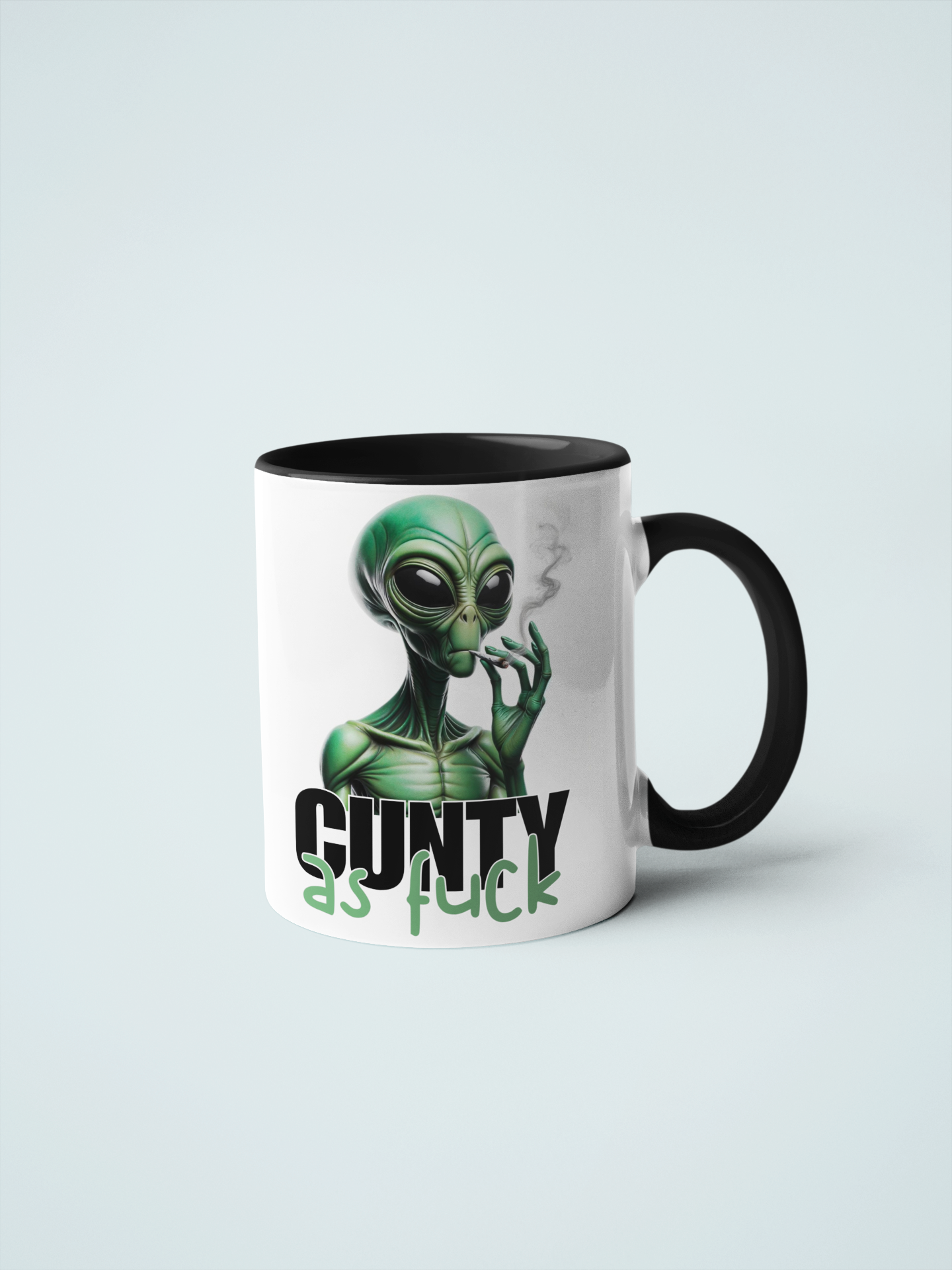 Cunty As Fuck Stoner Alien Mug - Funny Alien Smoking Mug, Quirky Coffee Cup, Hilarious Tea Mug, Humorous weed Coaster