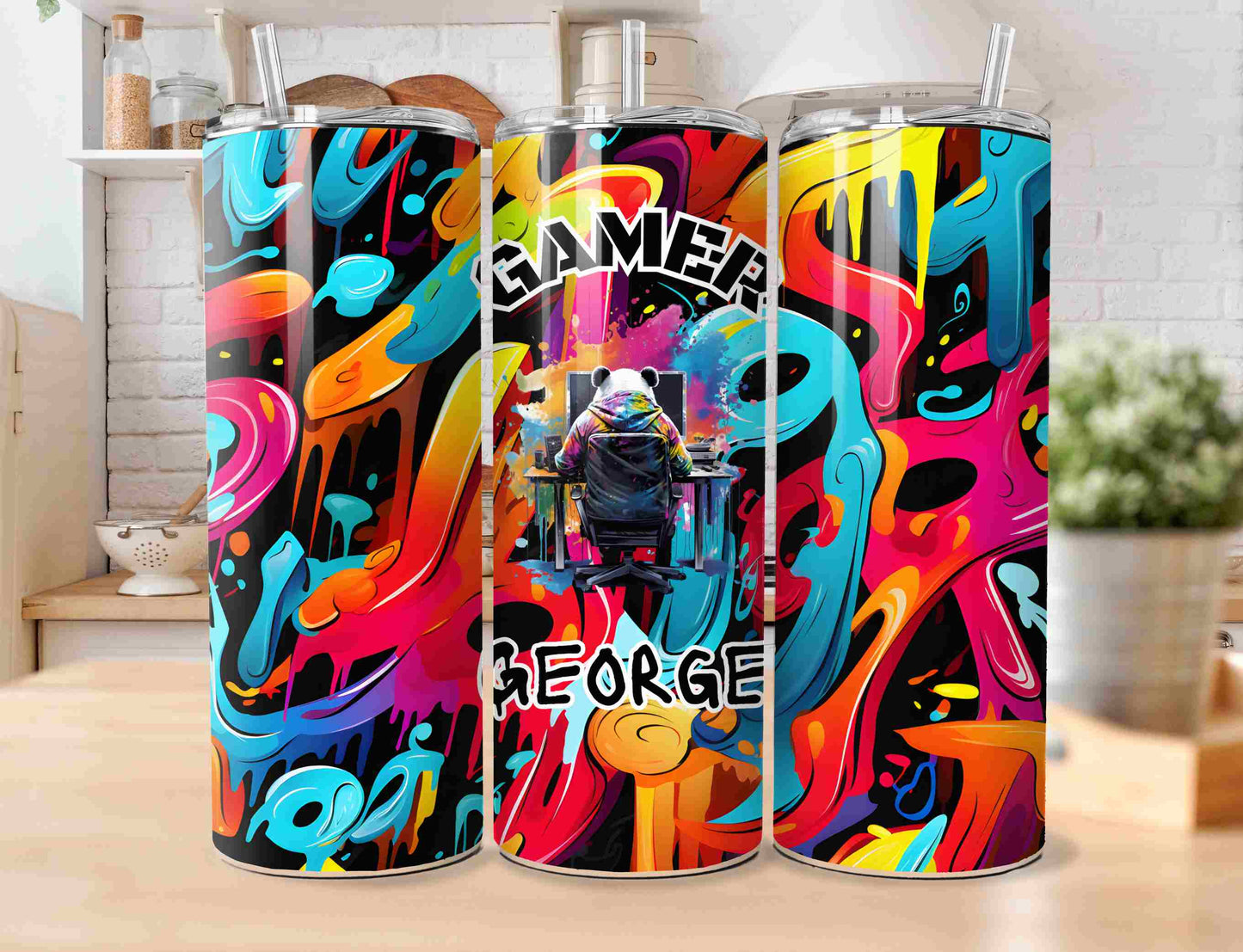 Gamer 2 graffiti personalised 20oz tumbler