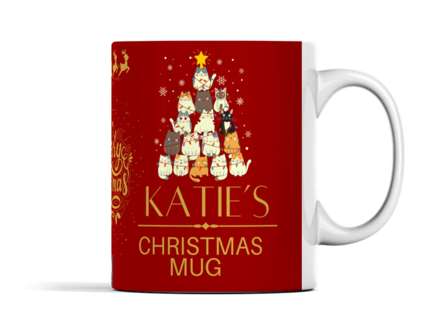 Christmas cat mug with any name