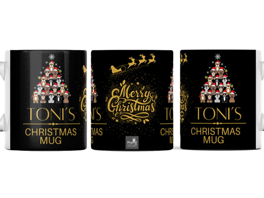 Dog Christmas mug any name