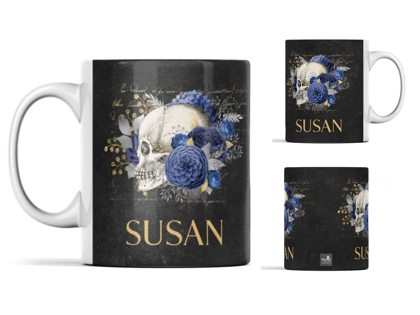 Custom skull mug for women pagan gifts in the UK