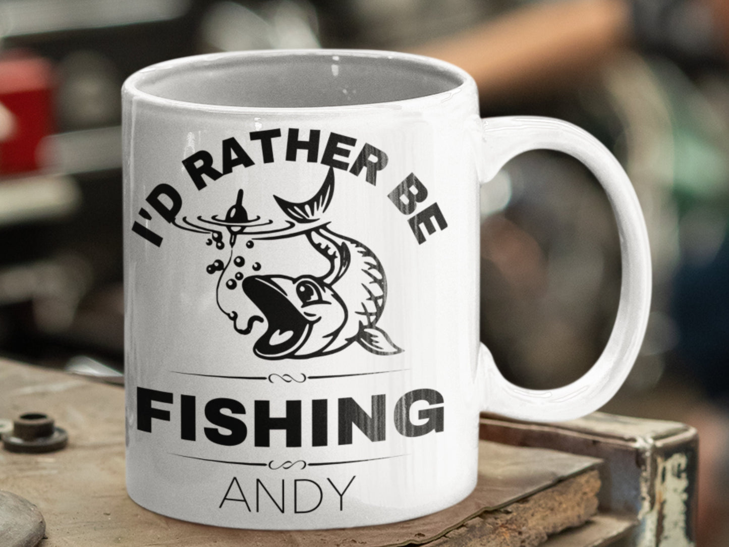 I'd rather be fishing personalised coffee mug