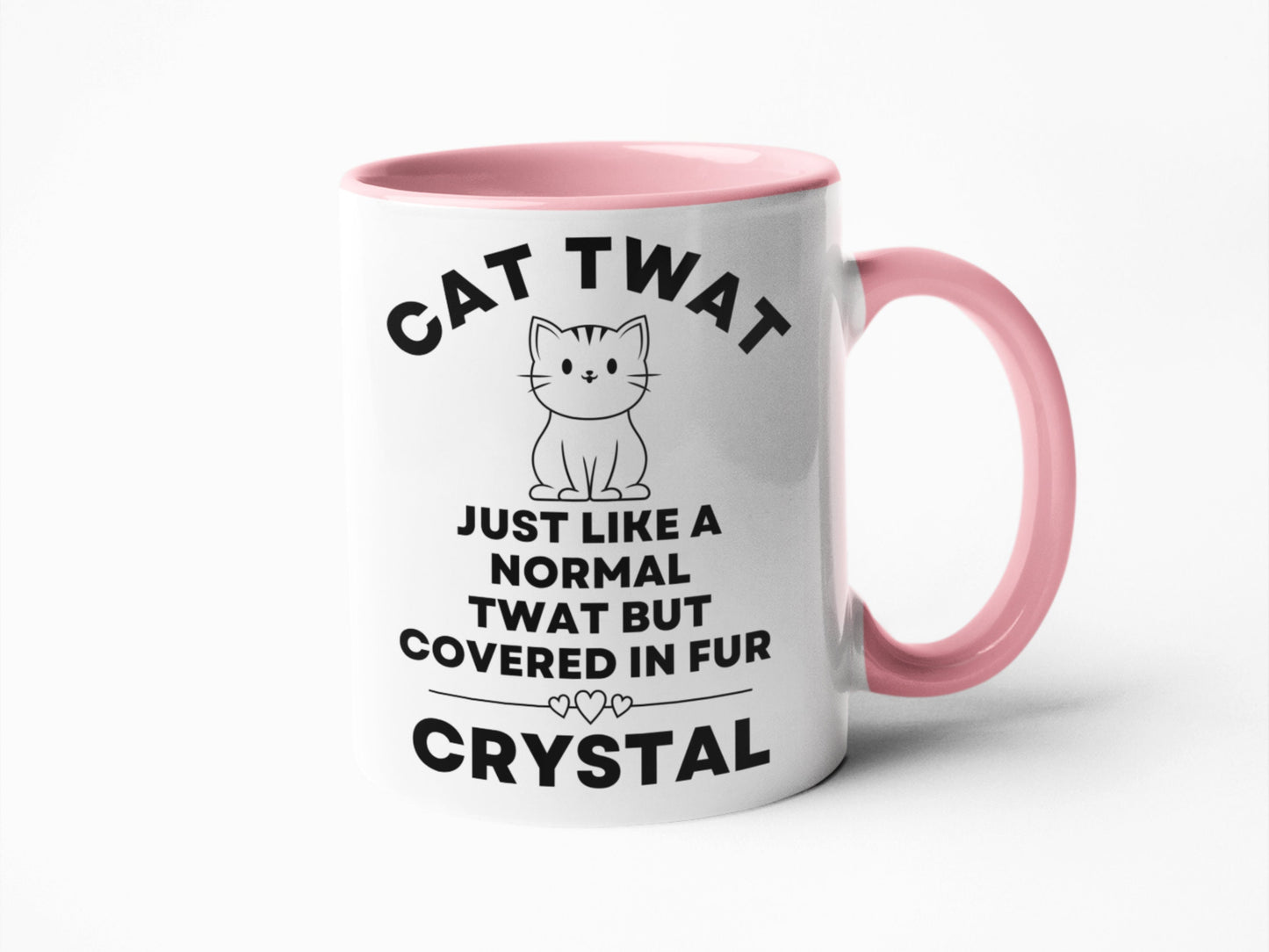 Cat twat sweary rude coffee personalised mug gift for cat lovers