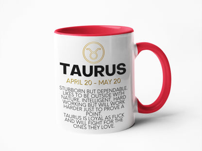 Taurus star sign Horoscope swear profanity coffee mug